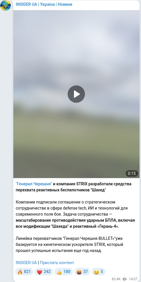 Telegram publication screenshot