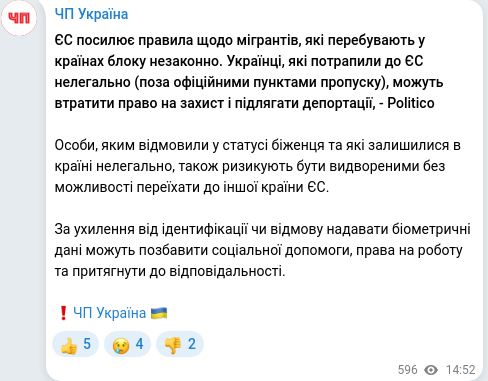 Telegram publication screenshot