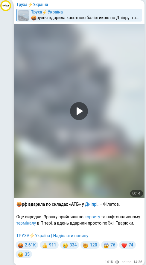 Скріншот Telegram-публікації
