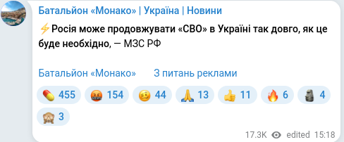 Telegram publication screenshot
