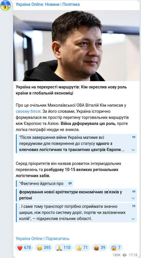 Telegram publication screenshot