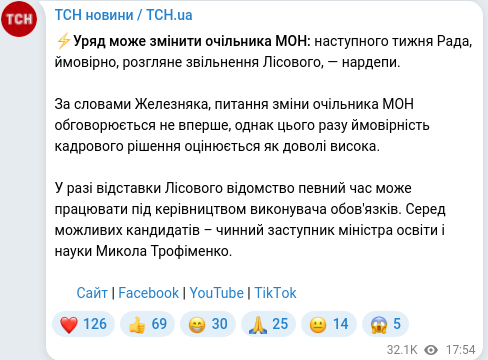 Telegram publication screenshot