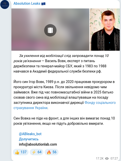 Telegram publication screenshot