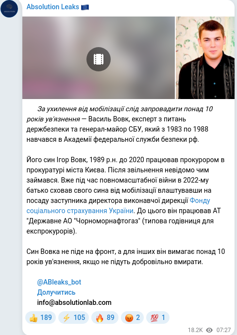 Telegram publication screenshot