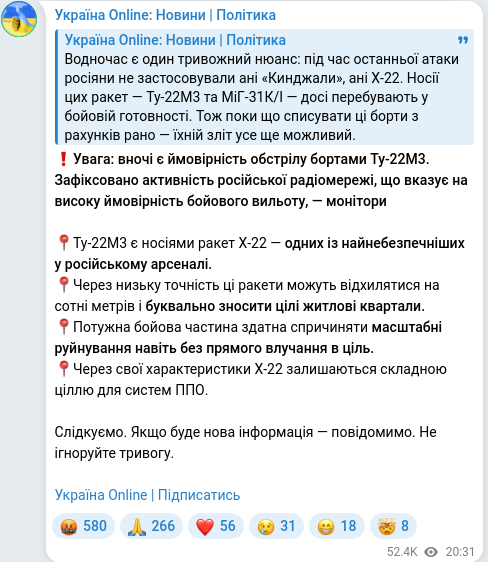 Telegram publication screenshot