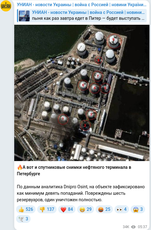 Telegram publication screenshot