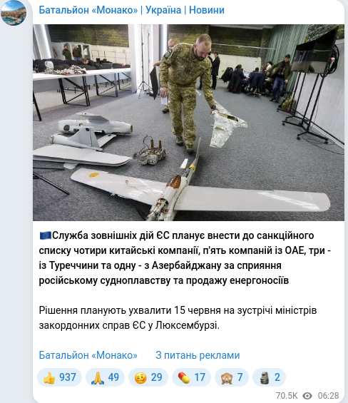 Скріншот Telegram-публікації