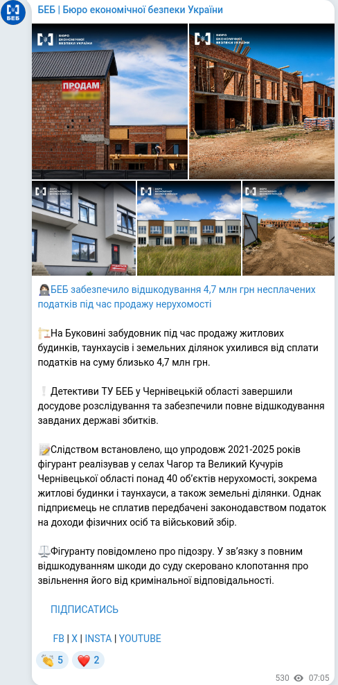 Telegram publication screenshot