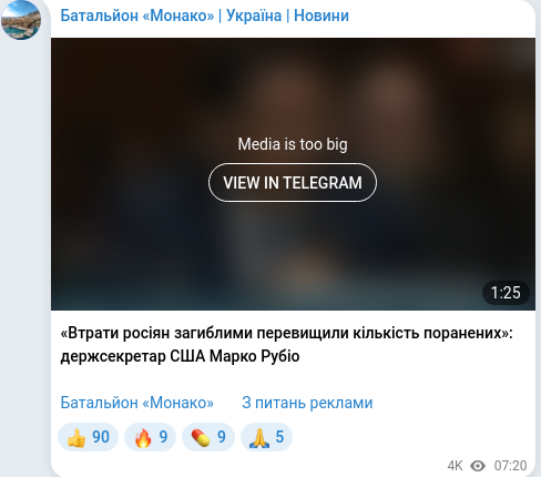 Telegram publication screenshot