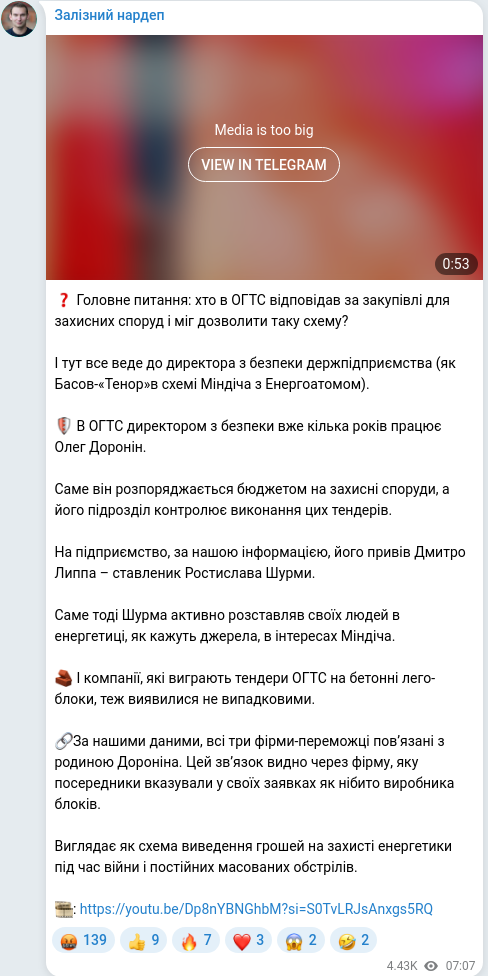 Telegram publication screenshot