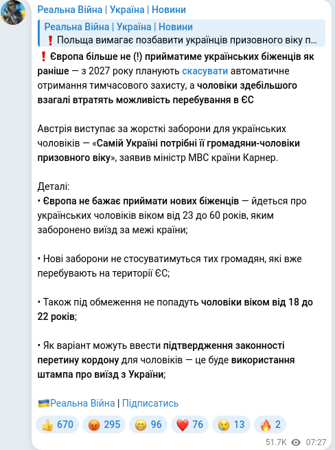 Telegram publication screenshot