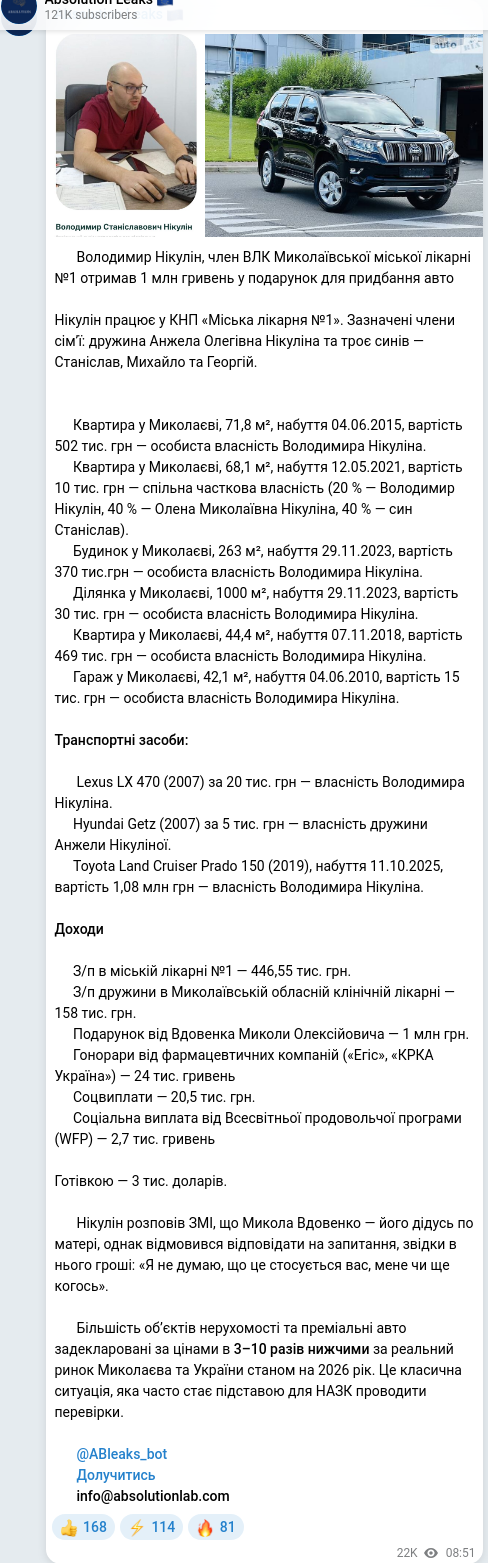 Telegram publication screenshot