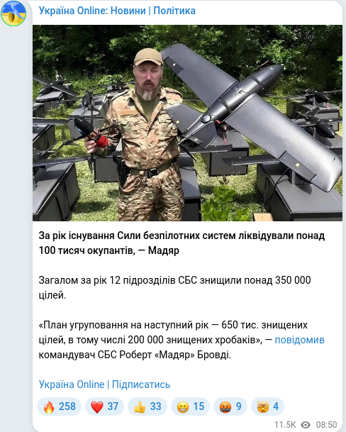 Telegram publication screenshot