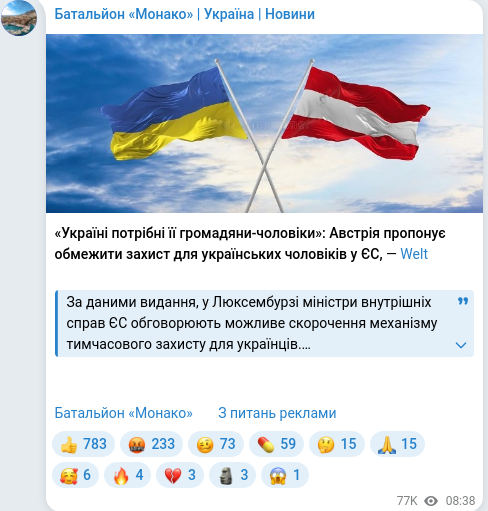 Telegram publication screenshot
