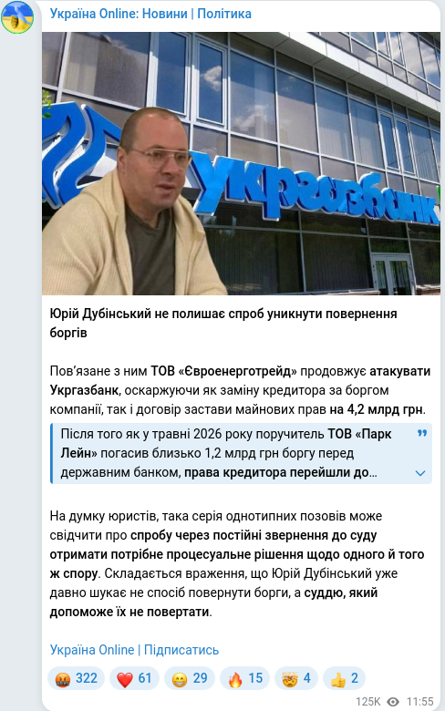 Telegram publication screenshot