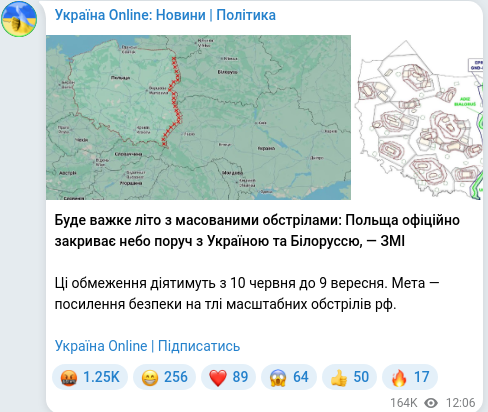 Telegram publication screenshot