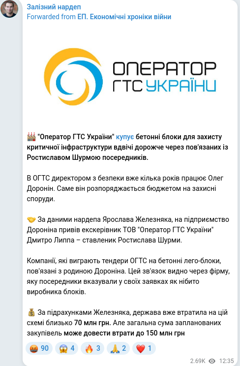 Telegram publication screenshot