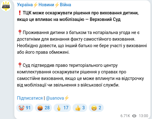 Telegram publication screenshot