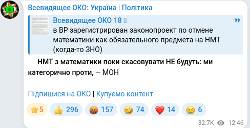 Telegram publication screenshot