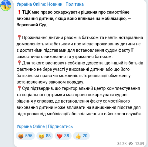 Telegram publication screenshot