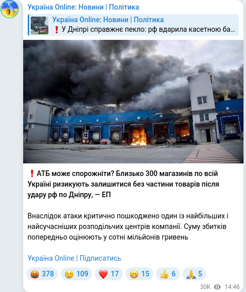 Telegram publication screenshot
