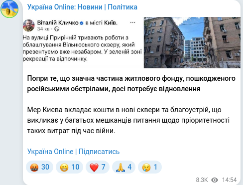 Telegram publication screenshot