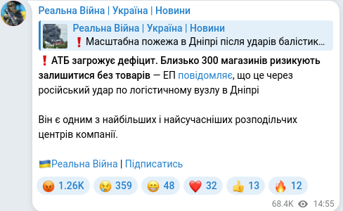 Telegram publication screenshot