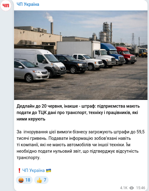 Telegram publication screenshot