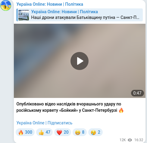Telegram publication screenshot