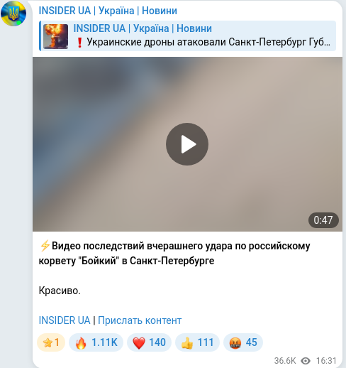 Скріншот Telegram-публікації