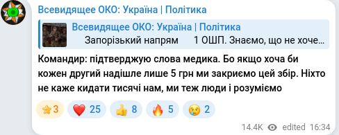 Скріншот Telegram-публікації