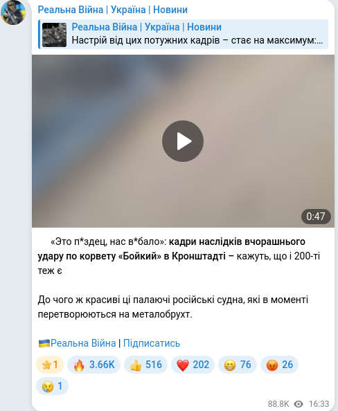 Telegram publication screenshot