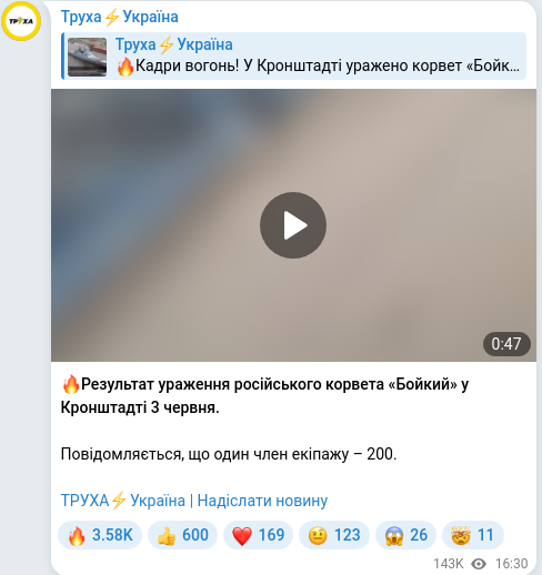 Telegram publication screenshot