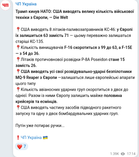 Telegram publication screenshot