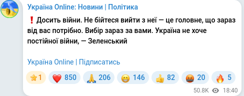 Telegram publication screenshot