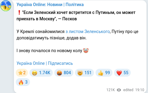 Telegram publication screenshot