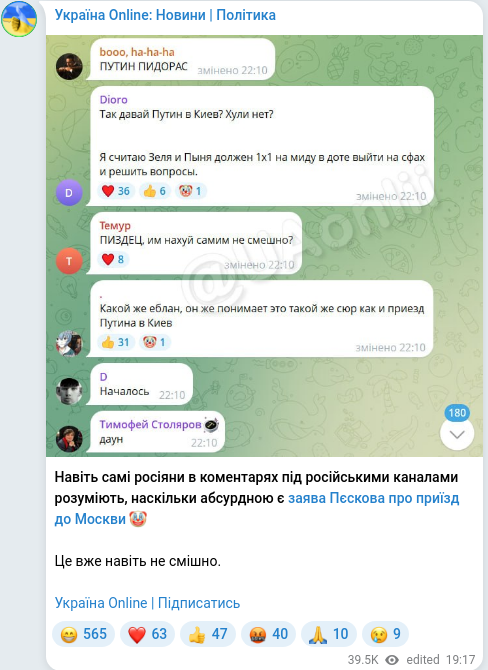 Telegram publication screenshot
