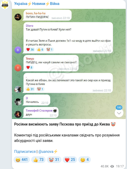 Telegram publication screenshot