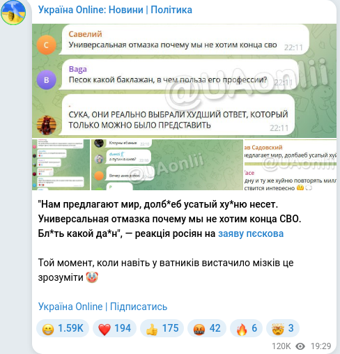 Telegram publication screenshot