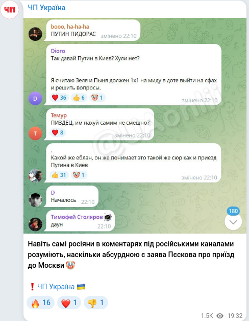 Telegram publication screenshot