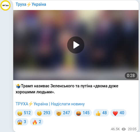 Telegram publication screenshot