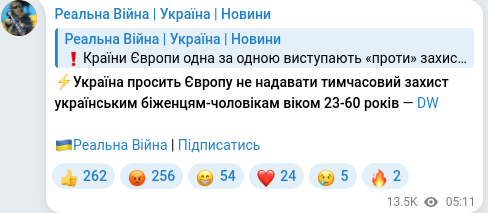 Telegram publication screenshot