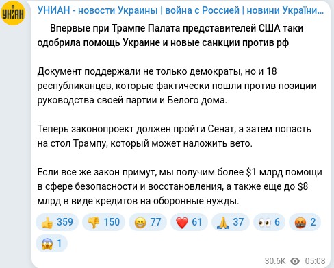 Telegram publication screenshot