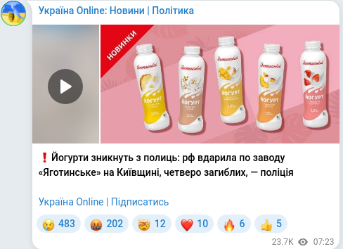 Telegram publication screenshot