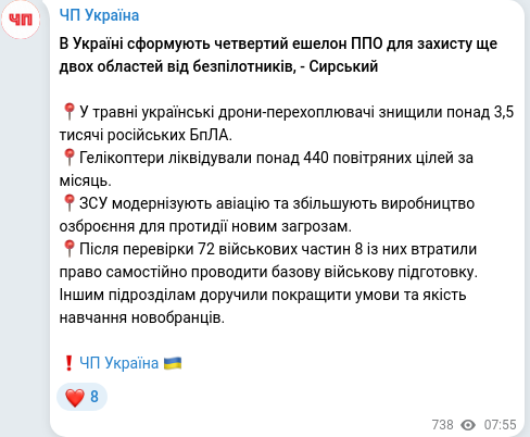 Telegram publication screenshot