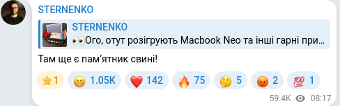 Скріншот Telegram-публікації