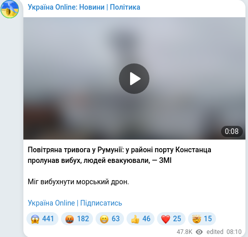 Telegram publication screenshot