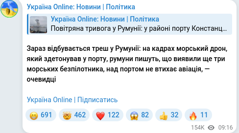 Telegram publication screenshot