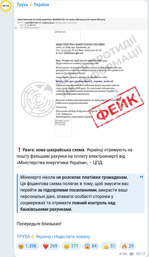 Telegram publication screenshot