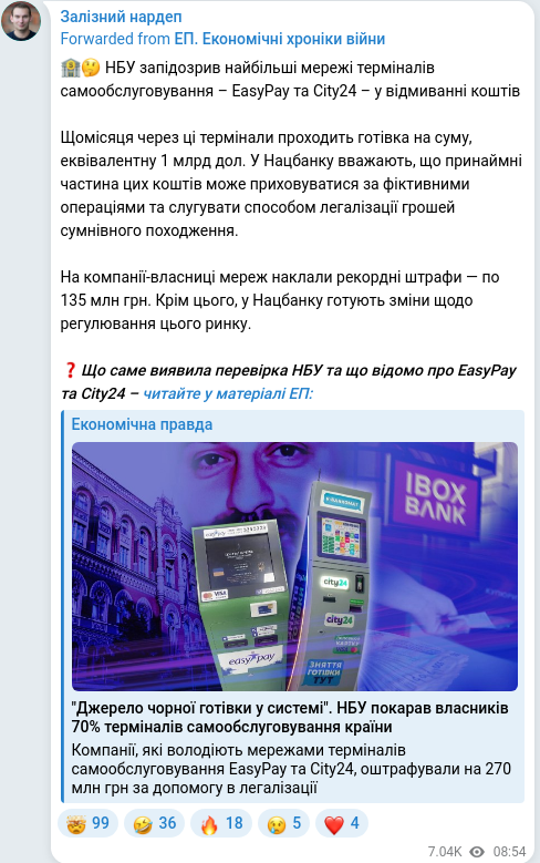 Telegram publication screenshot